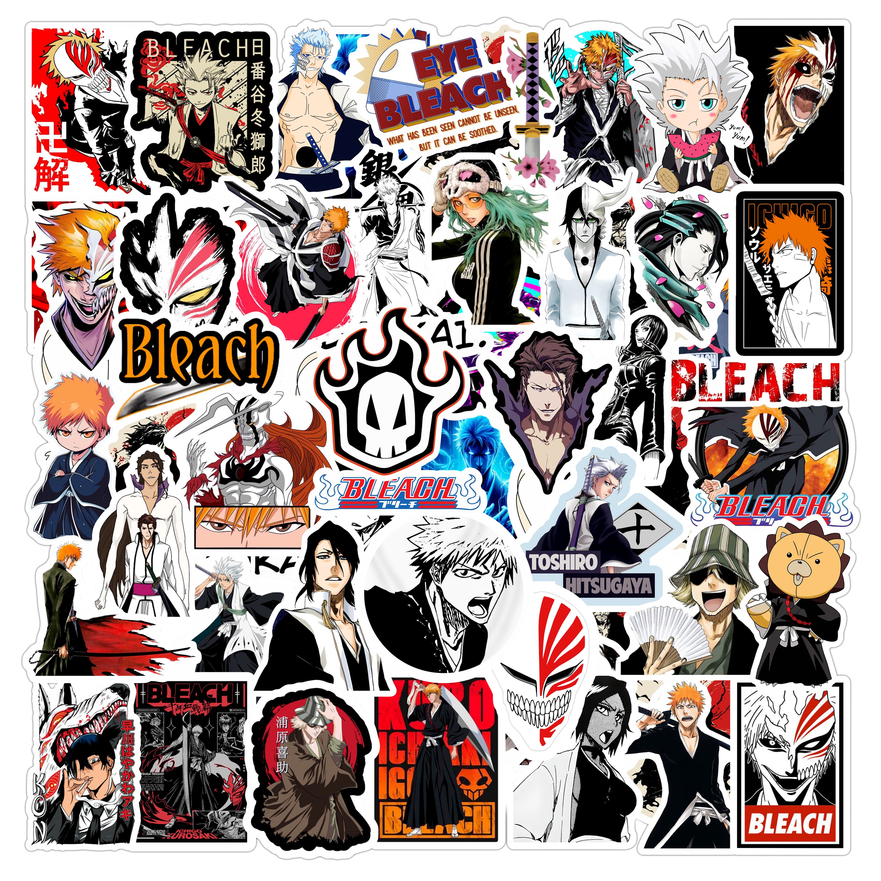 Bleach Anime Aesthetic Sticker Pack - 51 PCS Waterproof Vinyl Decals ...