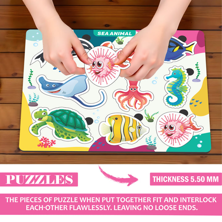 Educational Wooden Sea Animal Puzzles for Kids – Vibrant Ocean Life Pe ...