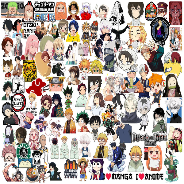 103 Pcs Premium Anime Sticker Pack - Waterproof Vinyl Decals for Laptops, Water Bottles, Skateboards & Phones - Features Demon Slayer, Jujutsu Kaisen, Naruto, One Piece & More