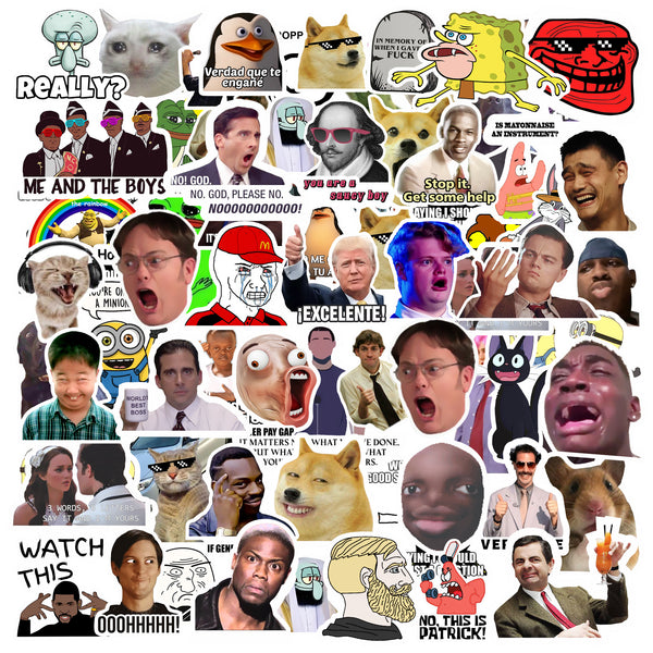 302 Pcs Funny Meme Stickers Pack - Waterproof Vinyl Decals for Laptops, Water Bottles, Phones & Skateboards - Viral Internet Culture, Classic TV & Movie Memes